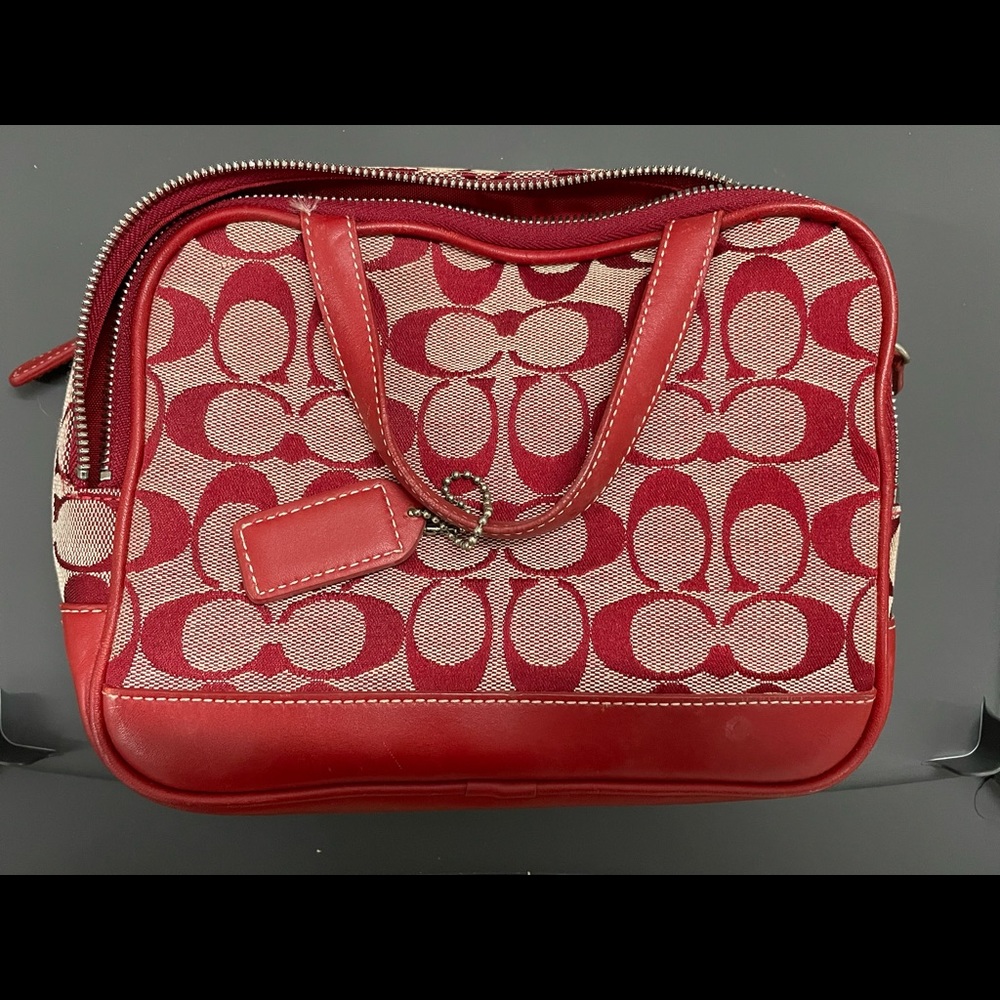 Coach Small Square Red Leather Purse